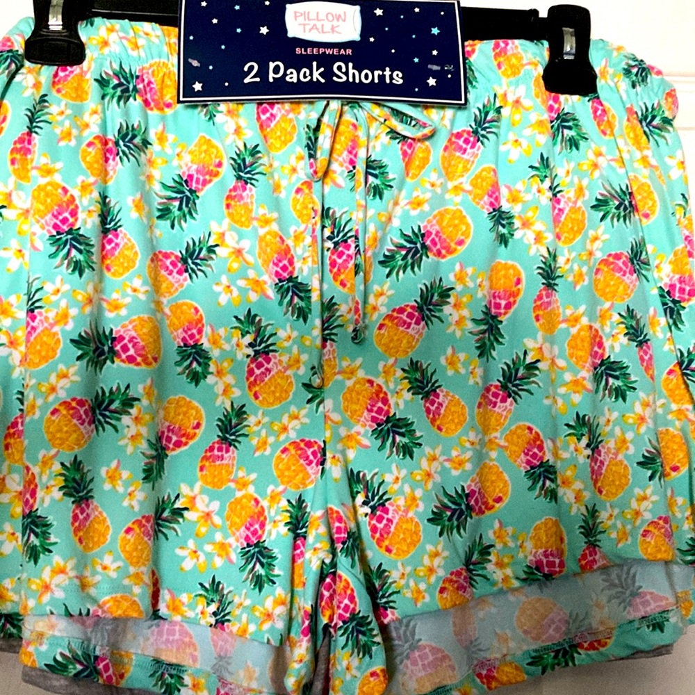Sleep Shorts two pairs size 2 XL, women’s pineapple, print and gray, soft.